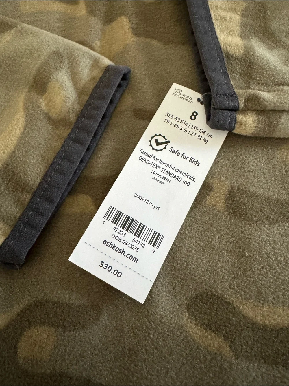 OshKosh Boys Camo Quarter Zip Fleece Pullover Size 7/8 sonhodedeus